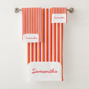 Vertical lines personalized stripes bath towel set