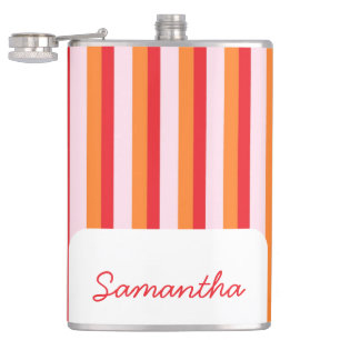 Vertical lines personalized stripes hip flask