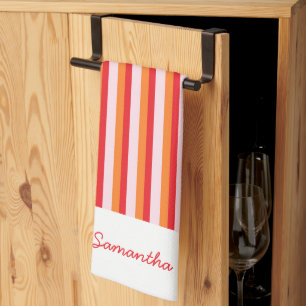 Vertical lines personalized stripes kitchen towel