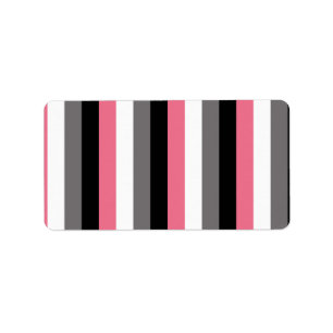 Vertical Lines Pink White Grey Black Stripes Label