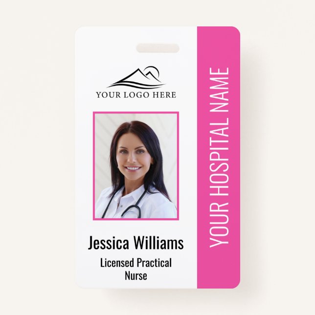 Vertical LPN Licensed Practical Nurse Photo ID Badge (Front)