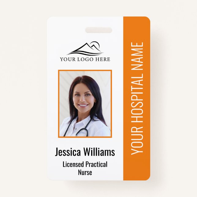 Vertical LPN Licensed Practical Nurse Photo ID Badge (Front)