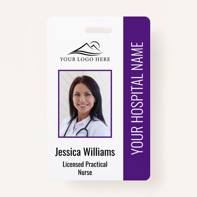Vertical LPN Licensed Practical Nurse Photo ID Badge (Front)