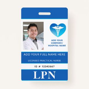 Vertical LPN, Licensed Practical Nurse, Photo ID Badge