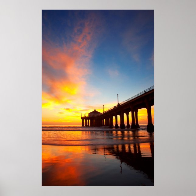 Vertical Manhattan Beach Pier Poster (Front)