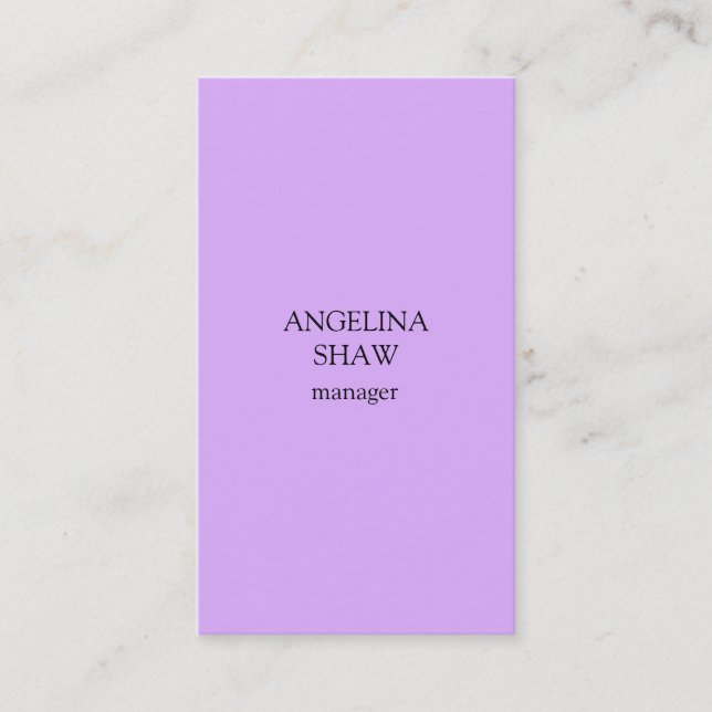 Vertical Mauve Mallow Pink Background Plain Modern Business Card (Front)