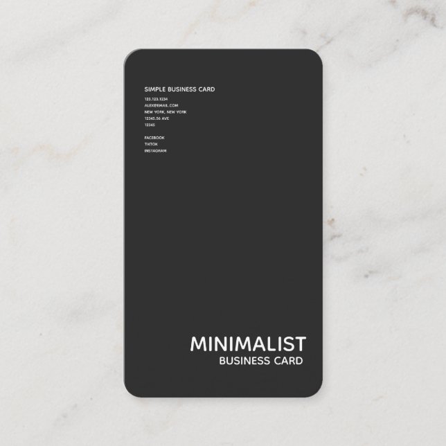 Vertical Minimalist Business Card for 2021 (Front)