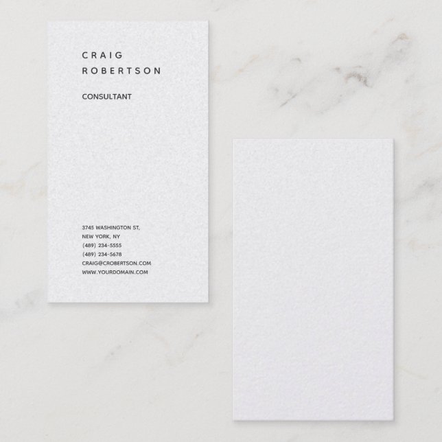 Vertical Minimalist Plain Modern Premium Pearl Business Card (Front/Back)