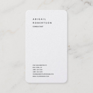 Vertical Minimalist Plain Modern White Trendy Business Card