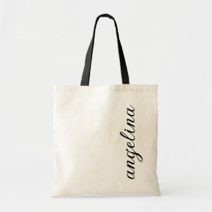 Vertical Modern Cursive Script Name Gift Tote Bag