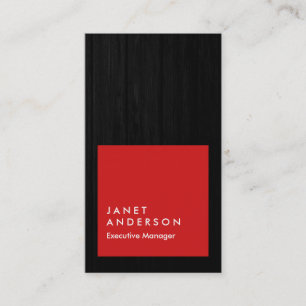 Vertical modern grey wood red professional business card