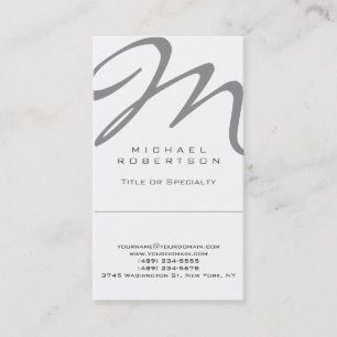 Vertical Modern Monogram White Trend Business Card