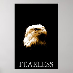 Vertical Motivational Fearless Bald Eagle Poster