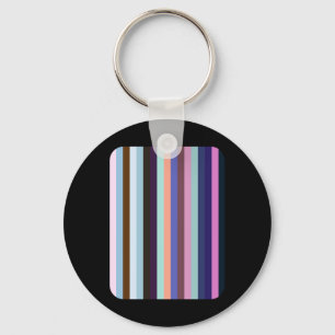 Vertical Multicolored Stripes In Shades Of Blue An Keychain