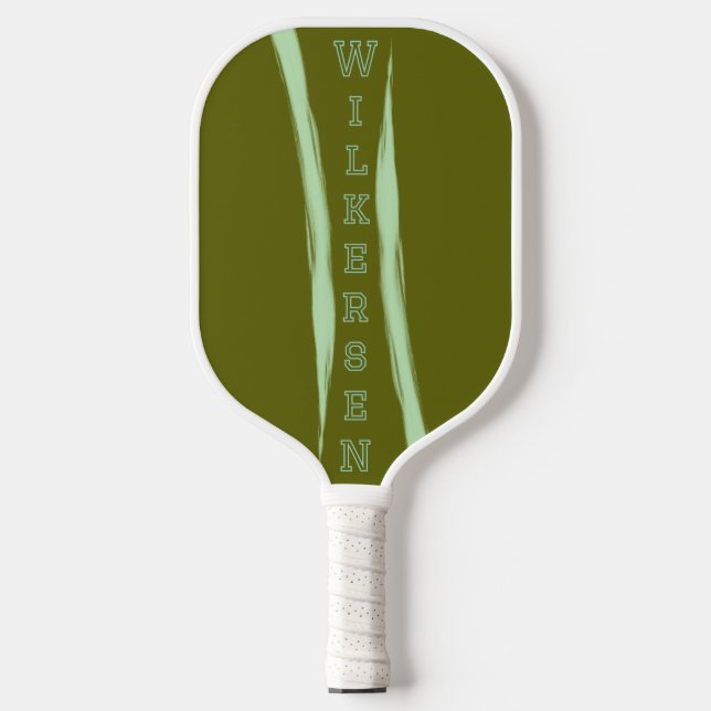 Vertical Name simple swish light olive Pickleball Paddle (Front)