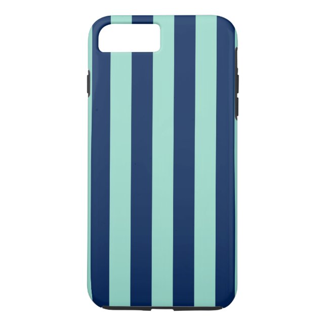 Vertical Navy and Light Green Stripes Case-Mate iPhone Case (Back)