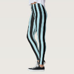 Vertical Pastel Blue and Black Stripes Leggings<br><div class="desc">Abstract digital art of vertical pastel blue and black stripes</div>