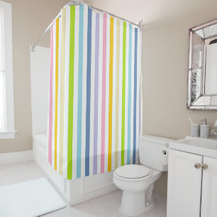 Vertical Pastel Rainbow and White Stripes