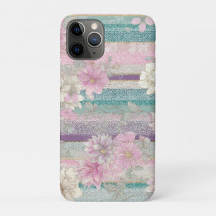 Vertical Pastel Stripes With Lace Textures iPhone 11 Pro Case