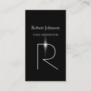 Vertical Pattern Black Grey Monogram Business Card