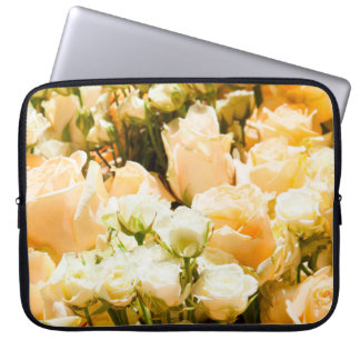 Vertical pattern of white roses. anniversary, back laptop sleeve