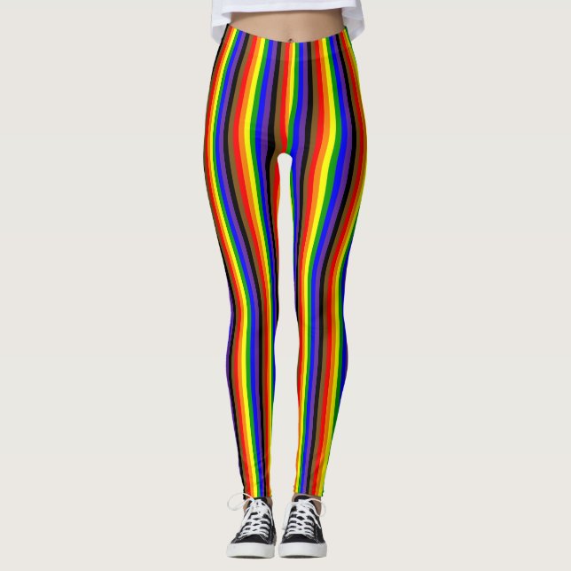 Vertical Philadephia Rainbow Pride Flag Leggings (Front)