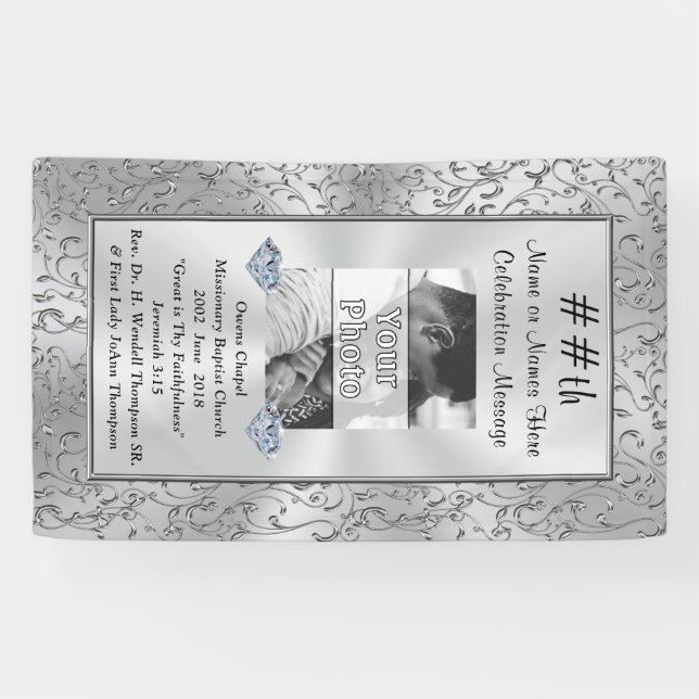 Vertical Photo and Personalized Party Banner (Horizontal)