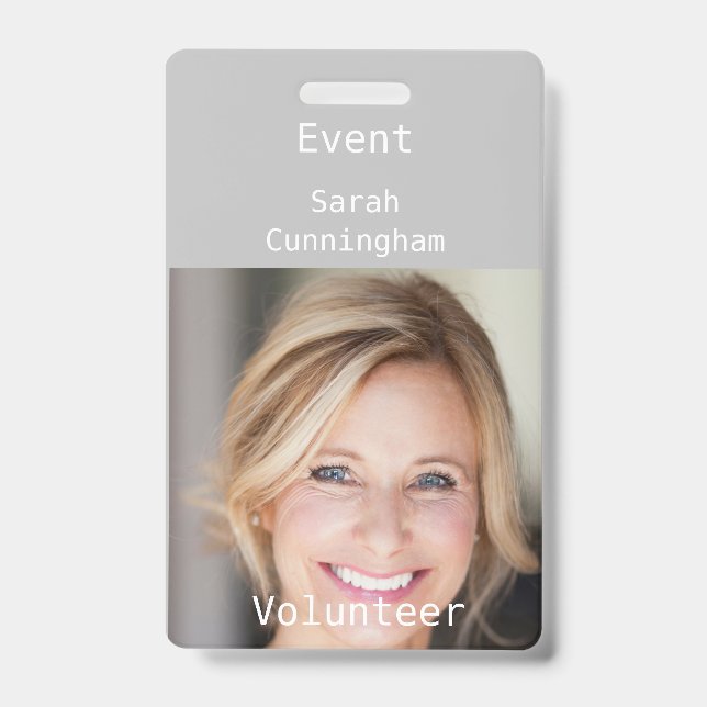 Vertical Photo ID Badge for a Volunteer (Front)