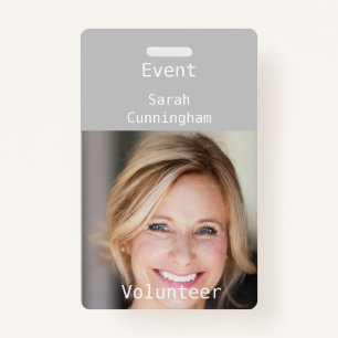 Vertical Photo ID Badge for a Volunteer