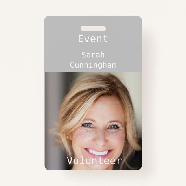 Vertical Photo ID Badge for a Volunteer (Front)