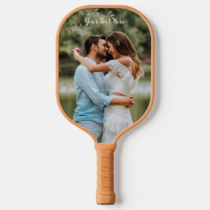 Vertical Photo Trendy Custom Text    Pickleball Paddle