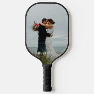 Vertical Photo Trendy Custom Text  Pickleball Paddle