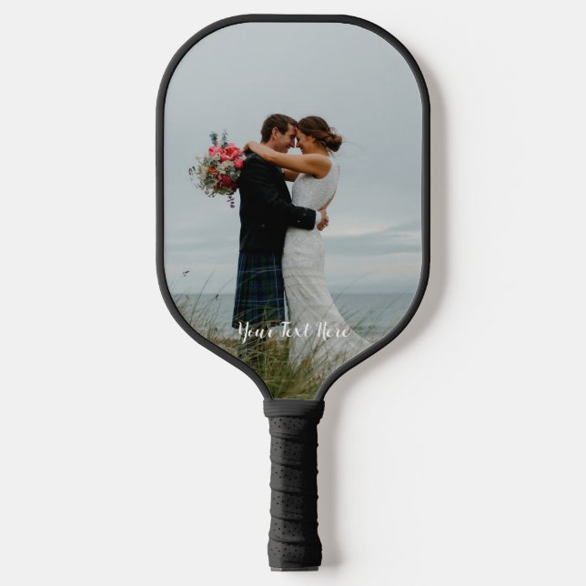 Vertical Photo Trendy Custom Text  Pickleball Paddle (Front)