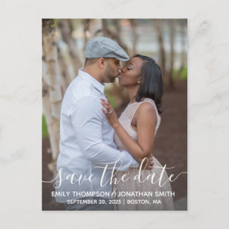 Vertical Photo Wedding Save The Date Postcard