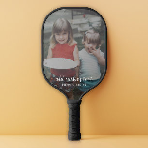Vertical Photo with Custom Text Modern Script Pickleball Paddle