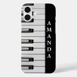 Vertical Piano Keys with Personalized Name iPhone 16 Plus Case