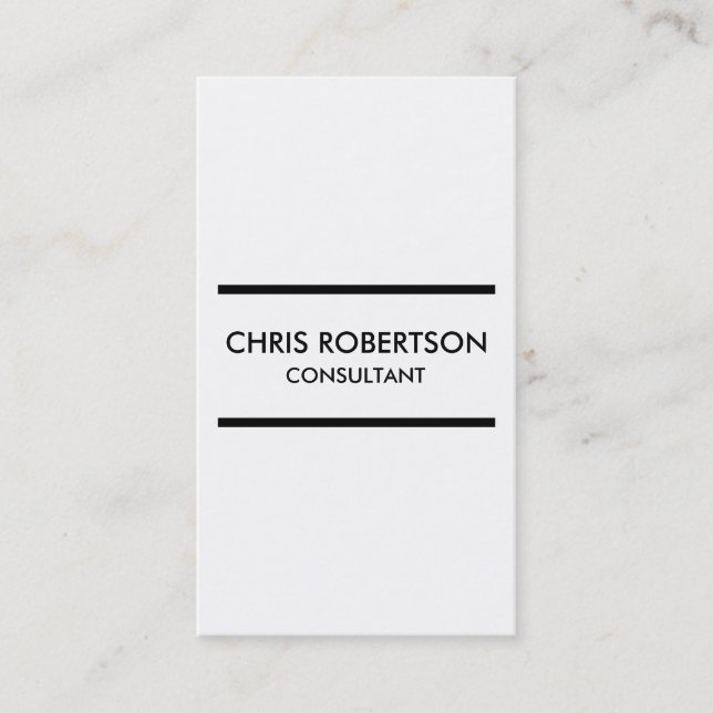 Vertical Plain Black & White Business Card (Front)