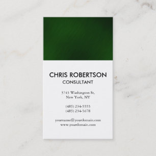 Vertical Plain Green White Business Card