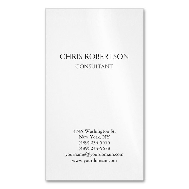 Vertical Plain Original Modern Minimalist Simple Magnetic Business Card (Front Vertical)