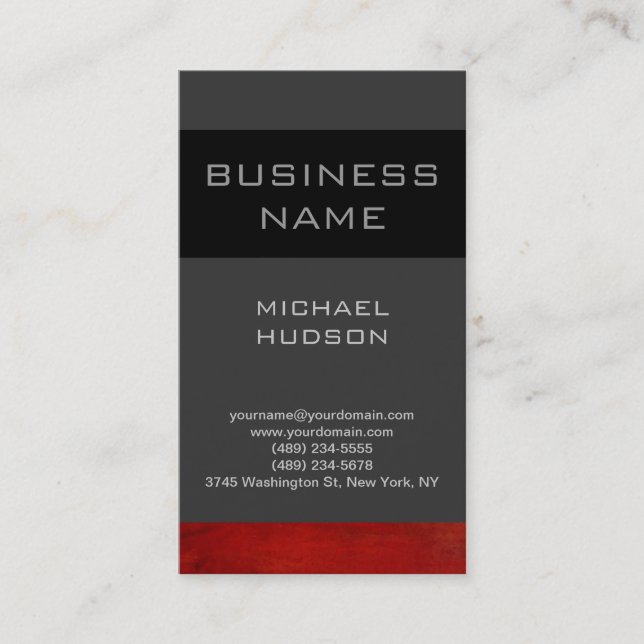 Vertical Plain Red Grey Consultant Business Card (Front)