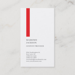 Vertical Plain Simple Black White Red Minimalist  Business Card