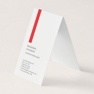 Vertical Plain Simple Black White Red Minimalist Business Card