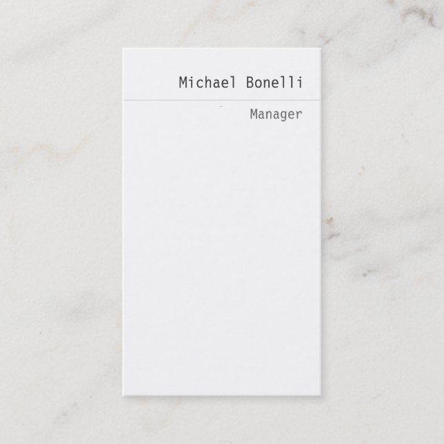 Vertical Plain Trendy Clean White Business Card (Front)