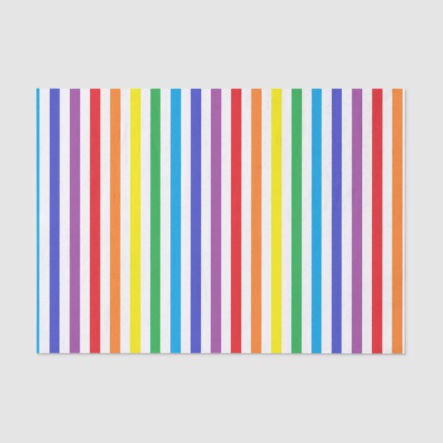 Vertical Rainbow and White Stripes Tissue Paper (Front)