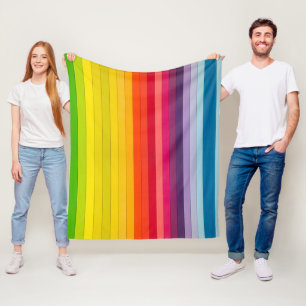 Vertical Rainbow Coloured Striped Fleece Blanket