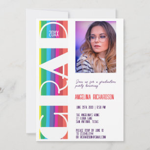 Vertical Rainbow GRAD Year Graduation photo Announcement