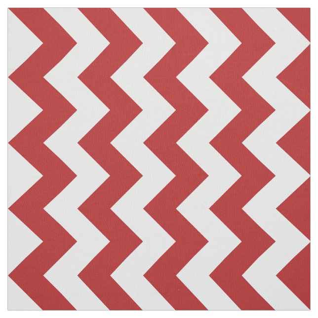 Vertical Red and White Zigzag Pattern Fabric (Swatch)