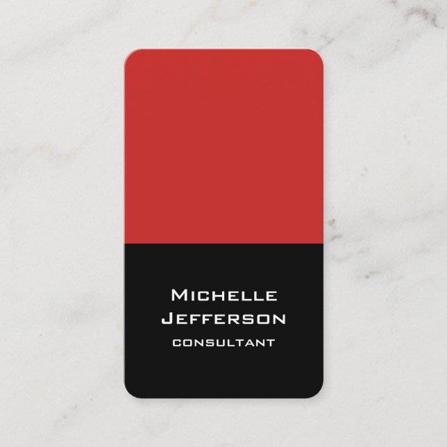 Vertical Red Black Abstract Modern Stylish Trendy Business Card (Front)