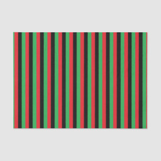 Vertical Red, Black and Green Stripes Tissue Paper