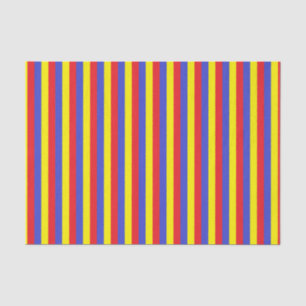 Vertical Red, Blue and Yellow Stripes Tissue Paper